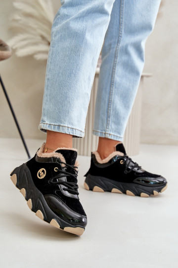 Femminile scarpe da ginnastica con lacci riscaldamento con una piattaforma colore nero Verioras