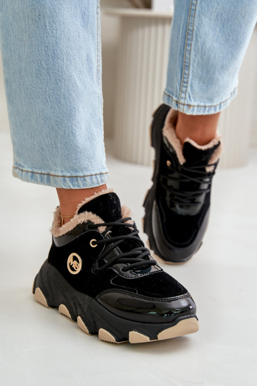 Femminile scarpe da ginnastica con lacci riscaldamento con una piattaforma colore nero Verioras Femminile scarpe da ginnastica con lacci riscaldamento con una piattaforma colore nero Verioras