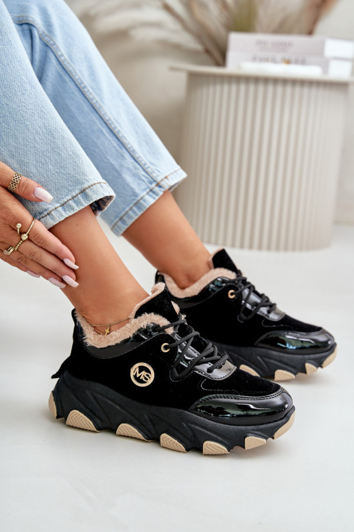 Femminile scarpe da ginnastica con lacci riscaldamento con una piattaforma colore nero Verioras Femminile scarpe da ginnastica con lacci riscaldamento con una piattaforma colore nero Verioras