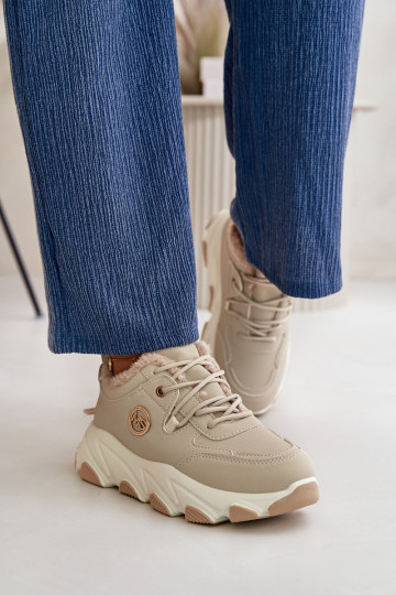 riscaldamento scarpe da ginnastica Femminile con lacci con una piattaforma beige Bialoa