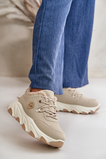 riscaldamento scarpe da ginnastica Femminile con lacci con una piattaforma beige Bialoa 2
