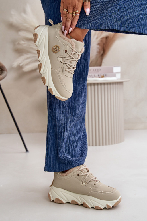 riscaldamento scarpe da ginnastica Femminile con lacci con una piattaforma beige Bialoa riscaldamento scarpe da ginnastica Femminile con lacci con una piattaforma beige Bialoa