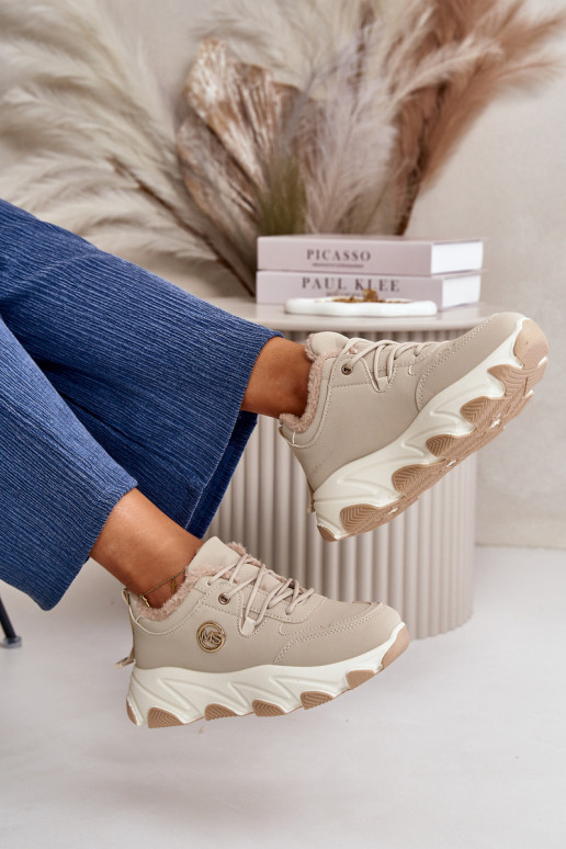 riscaldamento scarpe da ginnastica Femminile con lacci con una piattaforma beige Bialoa riscaldamento scarpe da ginnastica Femminile con lacci con una piattaforma beige Bialoa