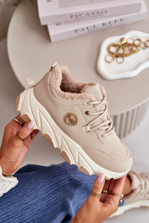 riscaldamento scarpe da ginnastica Femminile con lacci con una piattaforma beige Bialoa riscaldamento scarpe da ginnastica Femminile con lacci con una piattaforma beige Bialoa