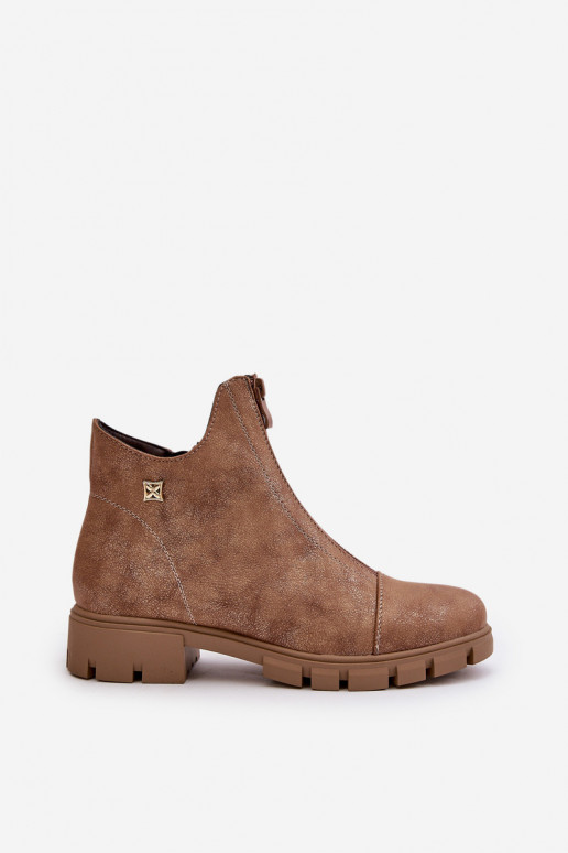 riscaldamento Stivali da donna Z Przetarciami Eko Pelle marrone-colore dorato Verietta riscaldamento Stivali da donna Z Przetarciami Eko Pelle marrone-colore dorato Verietta