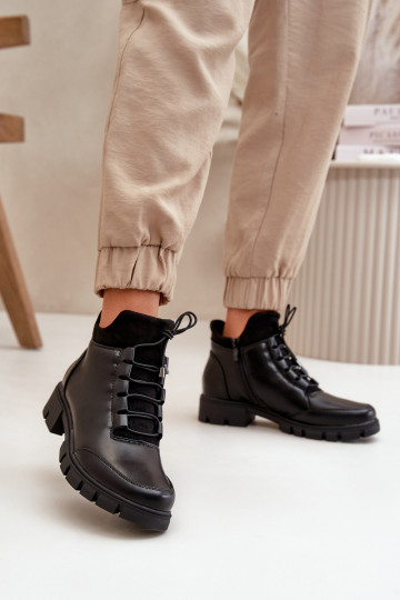 scarpe con tacco basso da donna riscaldamento in ecopelle colore nero Erisabelle