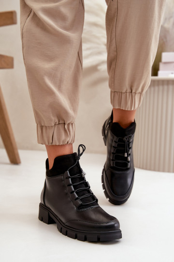 scarpe con tacco basso da donna riscaldamento in ecopelle colore nero Erisabelle 2
