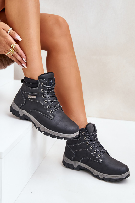 scarponi da trekking per uomo riscaldamento in ecopelle blu scuro Neramia