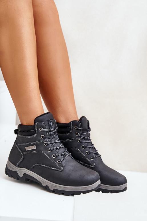 scarponi da trekking per uomo riscaldamento in ecopelle blu scuro Neramia