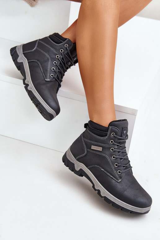 scarponi da trekking per uomo riscaldamento in ecopelle blu scuro Neramia