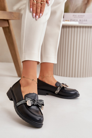 Femminile Mocassini con nastri S.Barski HY42-331 colore nero