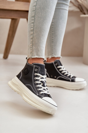 Scarpe da tempo libero con piattaforma in pelle sintetica Big Star OO274063 nera 2