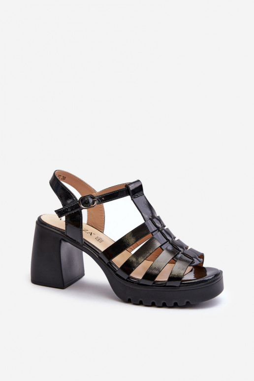 con effetto lacca Sandali con tacco da donna di colore nero Aninifer