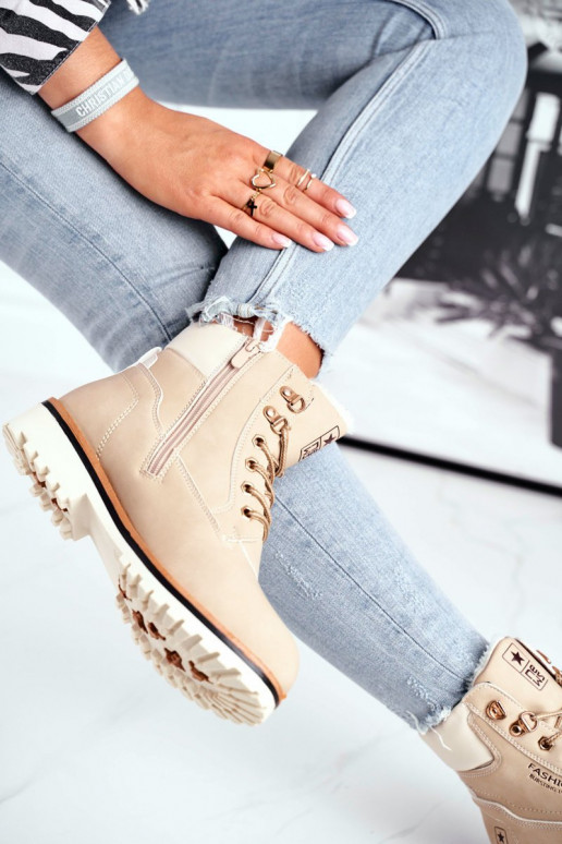 Scarpe da donna modello Timber con riscaldamento interno beige Tiempo