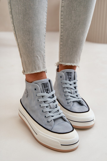 Scarpe da tempo libero con piattaforma in pelle sintetica Big Star OO274069 blu 2