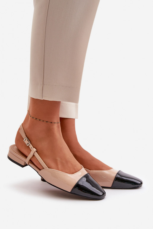 Ballerine laccate Con tacco basso con tacco aperto beige Kairael