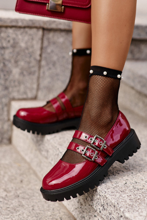 scarpe Femminile con strisce con effetto vernice Borgogna Terione scarpe Femminile con strisce con effetto vernice Borgogna Terione