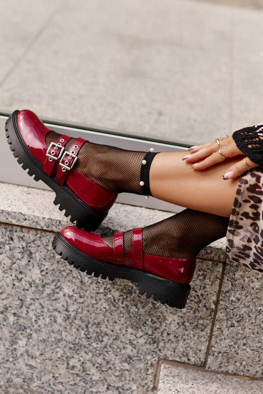 scarpe Femminile con strisce con effetto vernice Borgogna Terione scarpe Femminile con strisce con effetto vernice Borgogna Terione