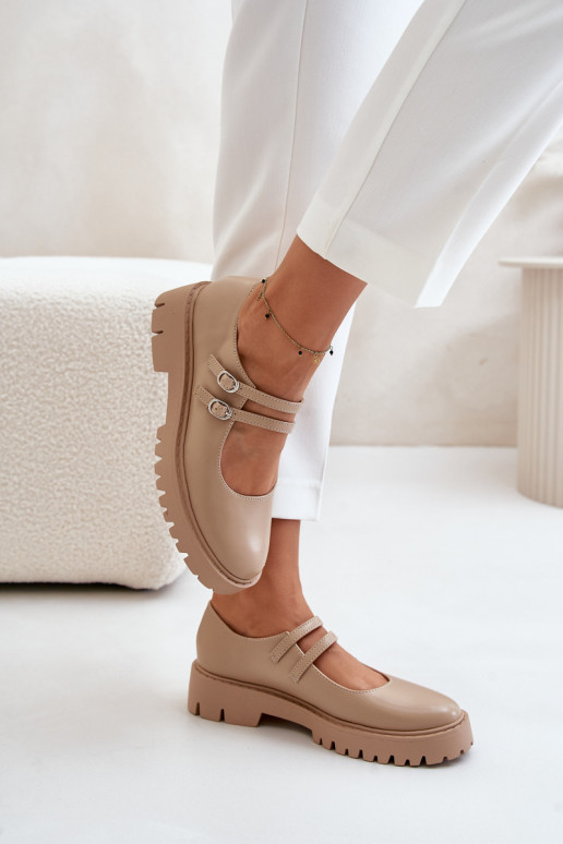 Femminile scarpe con strisce beige Rialuna