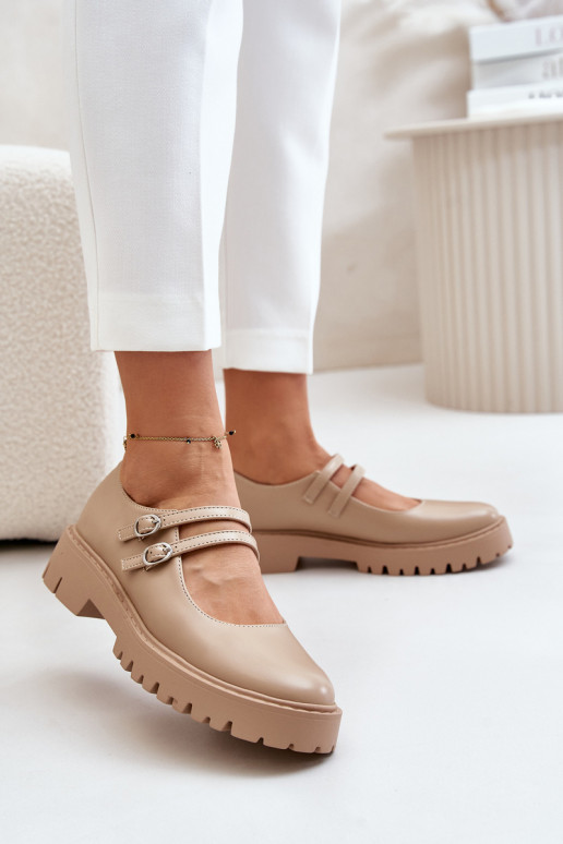 Femminile scarpe con strisce beige Rialuna