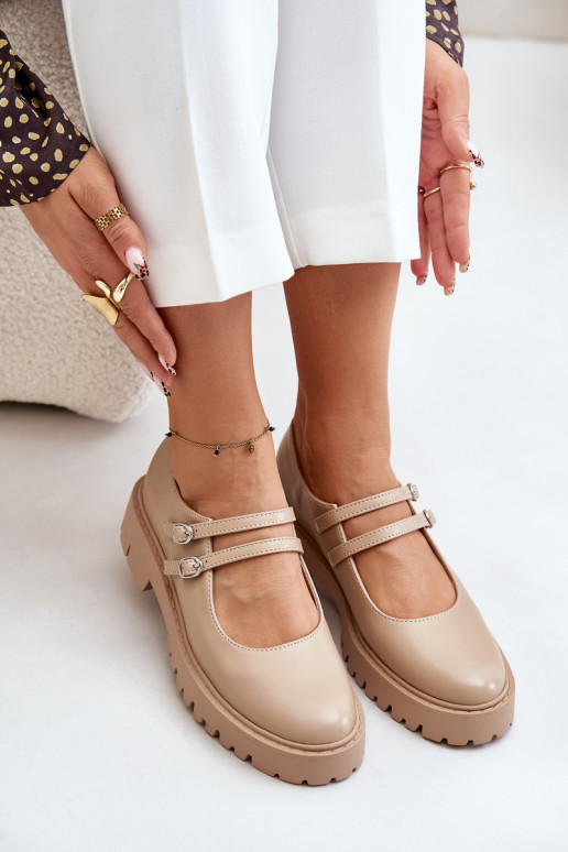 Femminile scarpe con strisce beige Rialuna