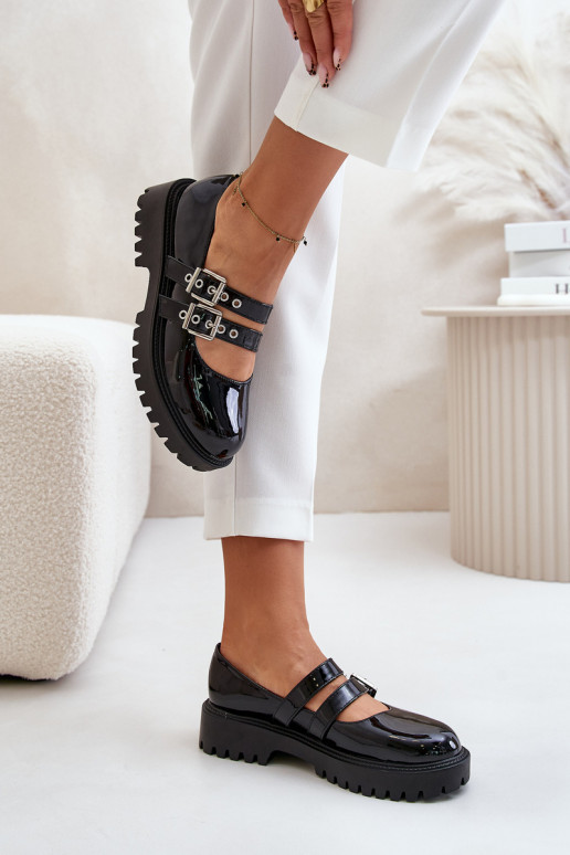 scarpe Femminile con strisce con effetto vernice colore nero Terione scarpe Femminile con strisce con effetto vernice colore nero Terione