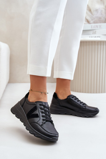 Pelle scarpe da ginnastica Femminile Vinceza 7918 colore nero 2