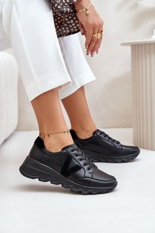 Pelle scarpe da ginnastica Femminile Vinceza 7918 colore nero Pelle scarpe da ginnastica Femminile Vinceza 7918 colore nero