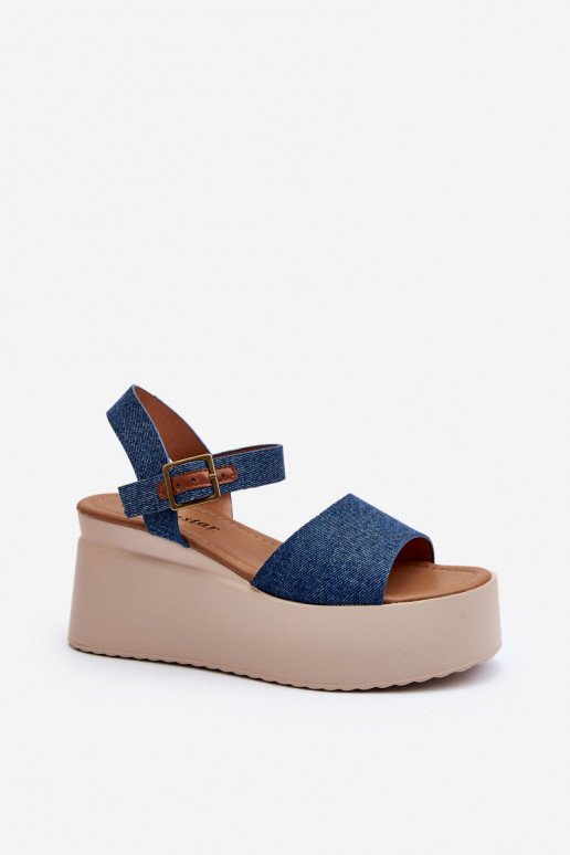 Sandali con plateau in denim colore...
