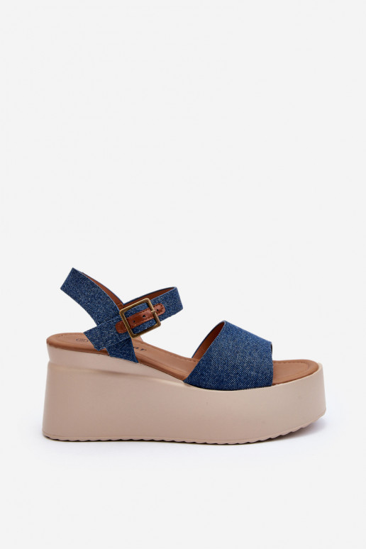 Sandali con plateau in denim colore...