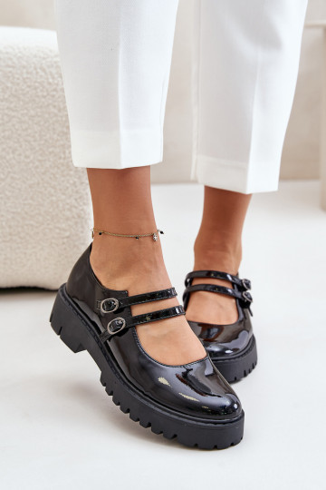 con effetto vernice Femminile scarpe con strisce colore nero Rialuna