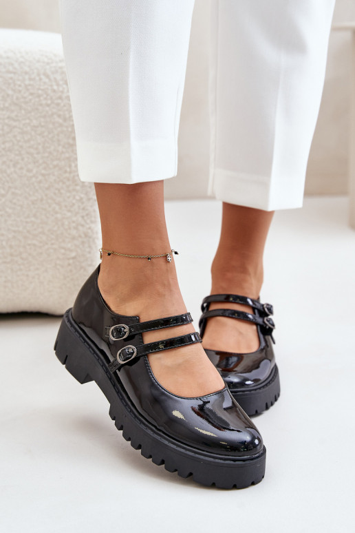 con effetto vernice Femminile scarpe con strisce colore nero Rialuna con effetto vernice Femminile scarpe con strisce colore nero Rialuna