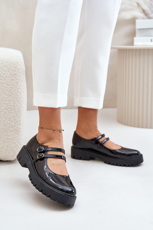 con effetto vernice Femminile scarpe con strisce colore nero Rialuna con effetto vernice Femminile scarpe con strisce colore nero Rialuna