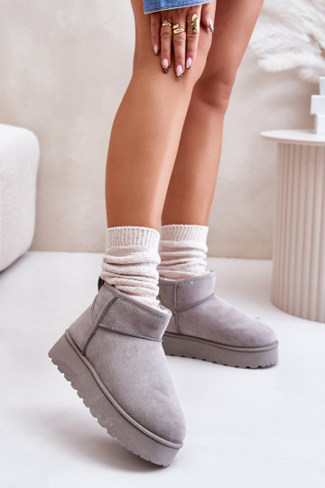 doposci da donna con plateau per scaldare con interno in pelliccia colore grigio Xamella 2