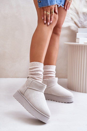 doposci da donna con plateau per scaldare con interno in pelliccia colore grigio Xamella 2
