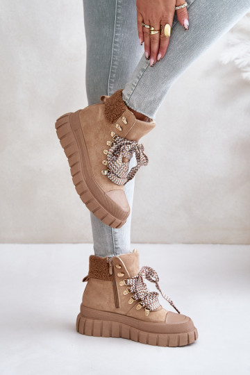 Femminile riscaldamento Stivali scarpe con una piattaforma colore marrone Alcyhen