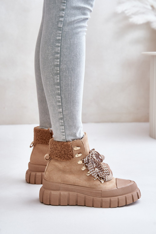 Femminile riscaldamento Stivali scarpe con una piattaforma colore marrone Alcyhen