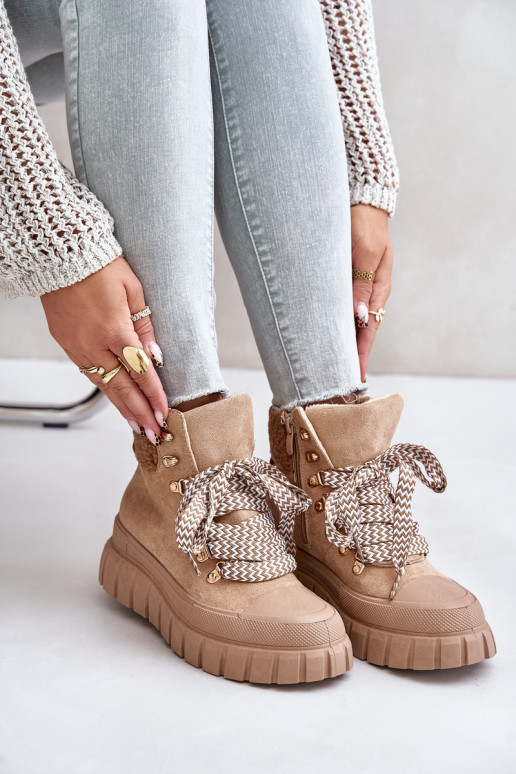 Femminile riscaldamento Stivali scarpe con una piattaforma colore marrone Alcyhen