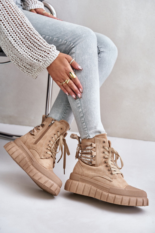 Stivali da donna con una piattaforma Con decorazioni Allacciaturam colore marrone Edidda