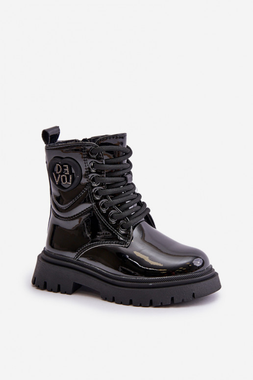 con effetto vernice Stivali Infantile riscaldamento con pelliccia all interno Al Castello colore nero Evaliraea con effetto vernice Stivali Infantile riscaldamento con pelliccia all interno Al Castello colore nero Evaliraea