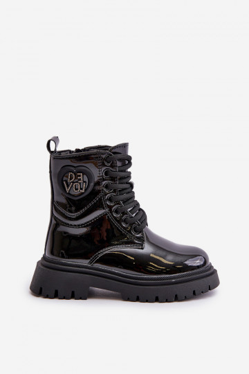 con effetto vernice Stivali Infantile riscaldamento con pelliccia all interno Al Castello colore nero Evaliraea 2