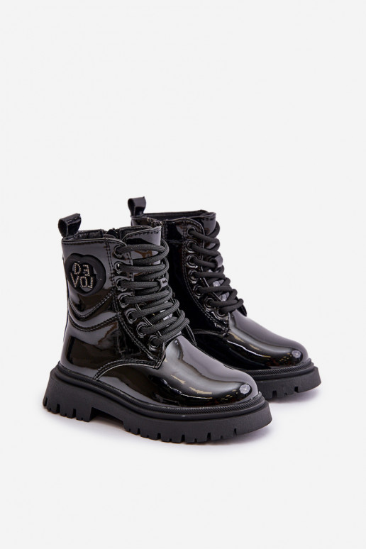 con effetto vernice Stivali Infantile riscaldamento con pelliccia all interno Al Castello colore nero Evaliraea con effetto vernice Stivali Infantile riscaldamento con pelliccia all interno Al Castello colore nero Evaliraea