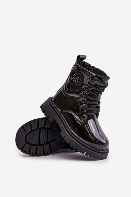 con effetto vernice Stivali Infantile riscaldamento con pelliccia all interno Al Castello colore nero Evaliraea con effetto vernice Stivali Infantile riscaldamento con pelliccia all interno Al Castello colore nero Evaliraea