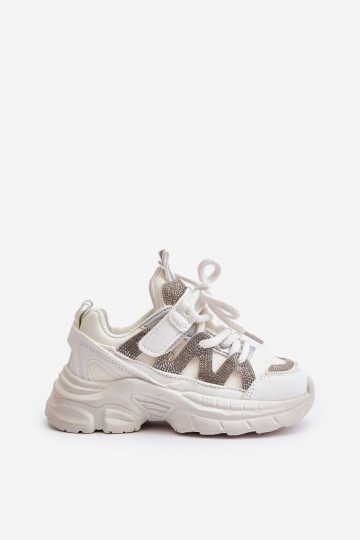 Scarpe modello sneakers da bambino con occhielli scintillanti in colore bianco Rianalla 2