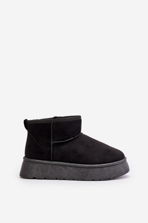 Basso Stivali da neve Femminile con una piattaforma riscaldamento con pelliccia all interno colore nero Saldren