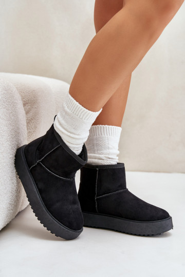 Doposci da donna con plateau realizzati in eco-camoscio colore nero Atteria