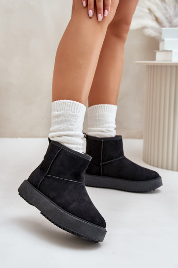 Doposci da donna con plateau realizzati in eco-camoscio colore nero Atteria 2