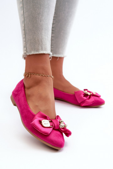 Ballerine in scamosciato sintetico con fiocchi rosa Satris 2