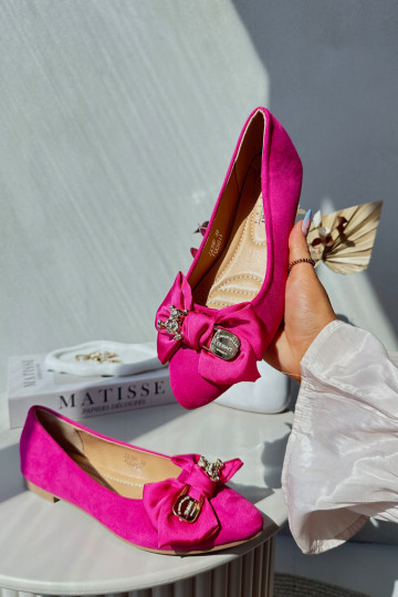 Ballerine in scamosciato sintetico con fiocchi rosa Satris