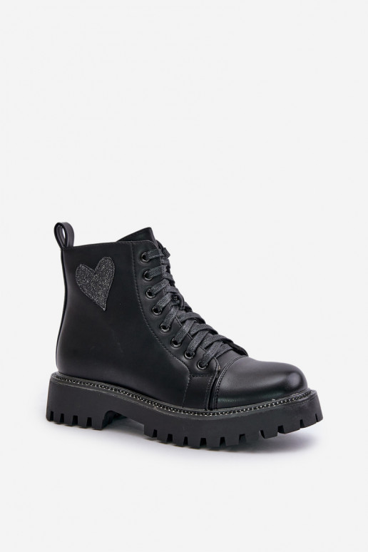 Stivali da donna Al Castello Con decorazioni con i cuorim colore nero Obeena